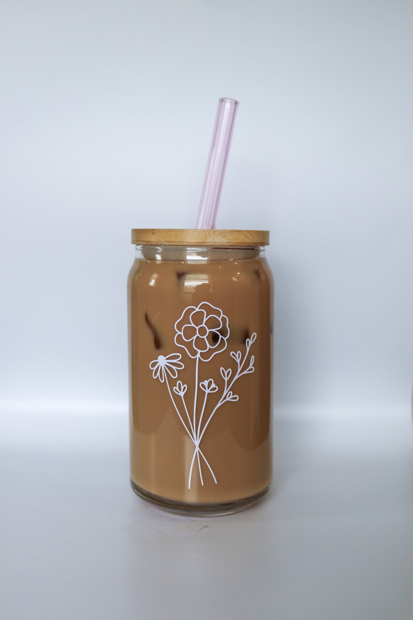 Floral Bouquet Glass Can