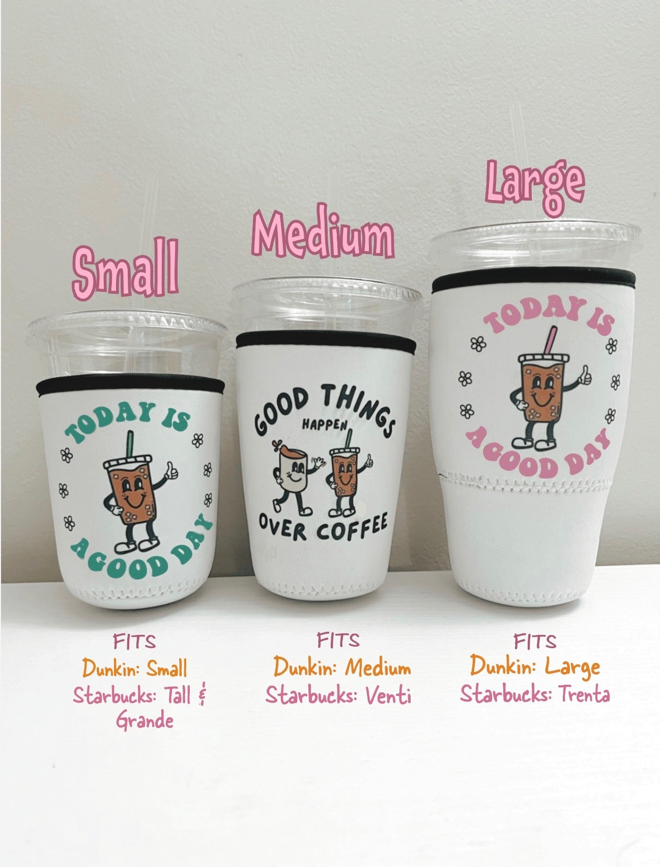 Iced Coffee Koozie (Good Things Happen Over Coffee)