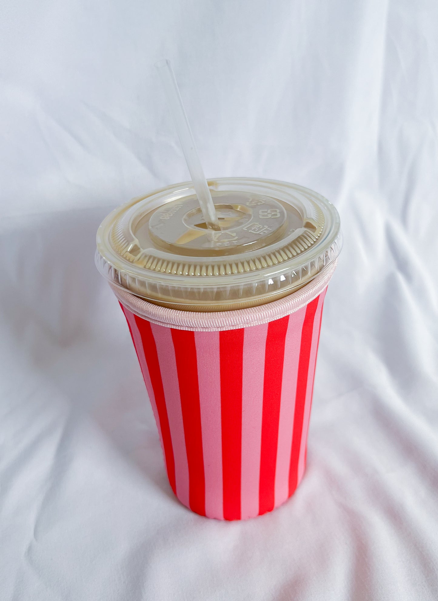 Striped Coffee Koozie (Red)