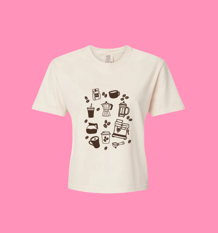 Coffee Doodles Boxy Tee