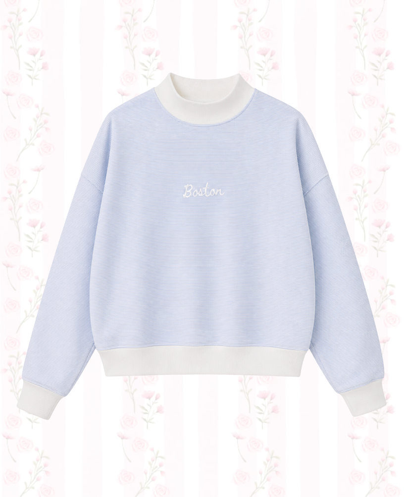 Boston Pinstripe Mock Neck