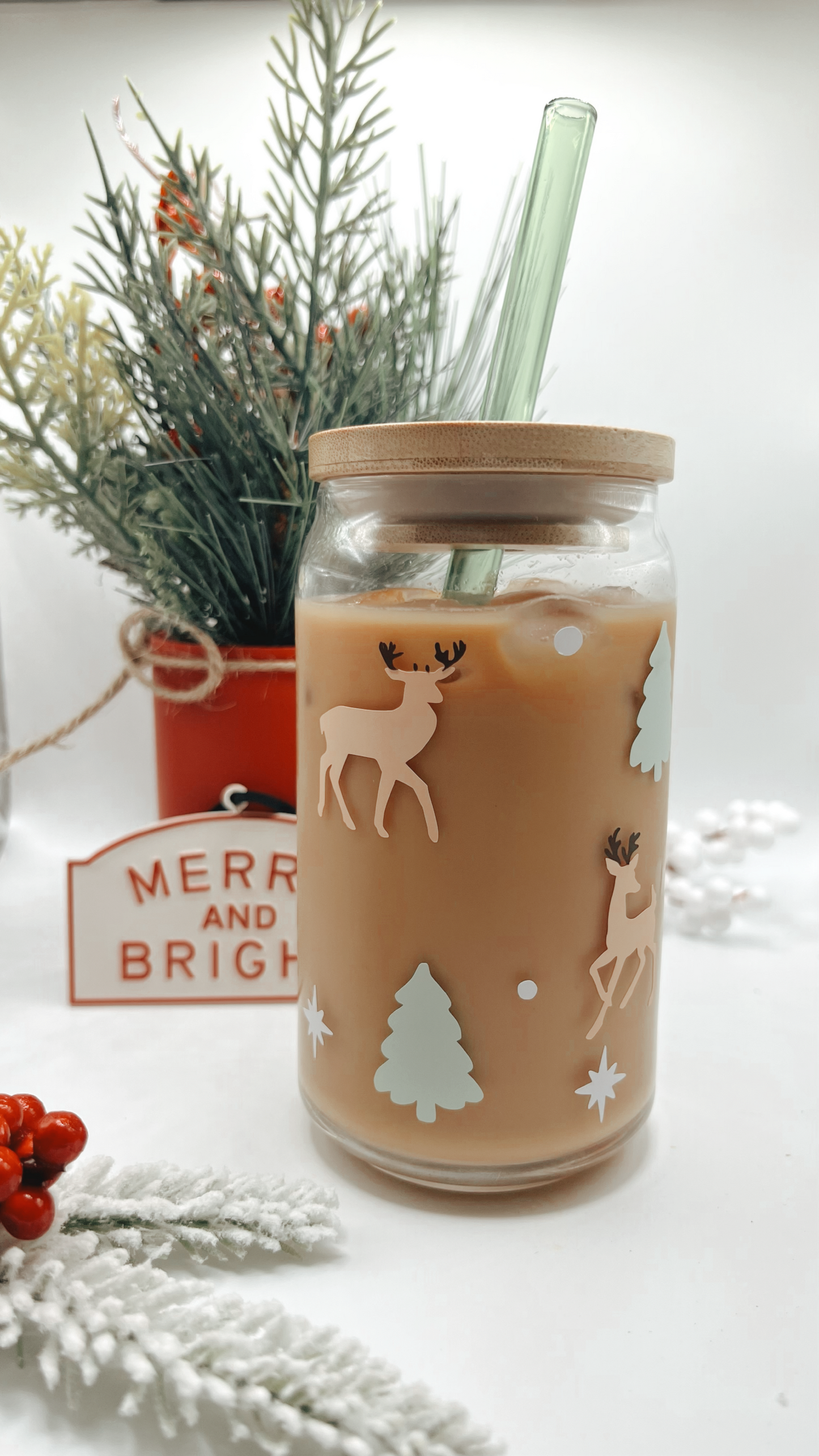 Reindeer Glass Can