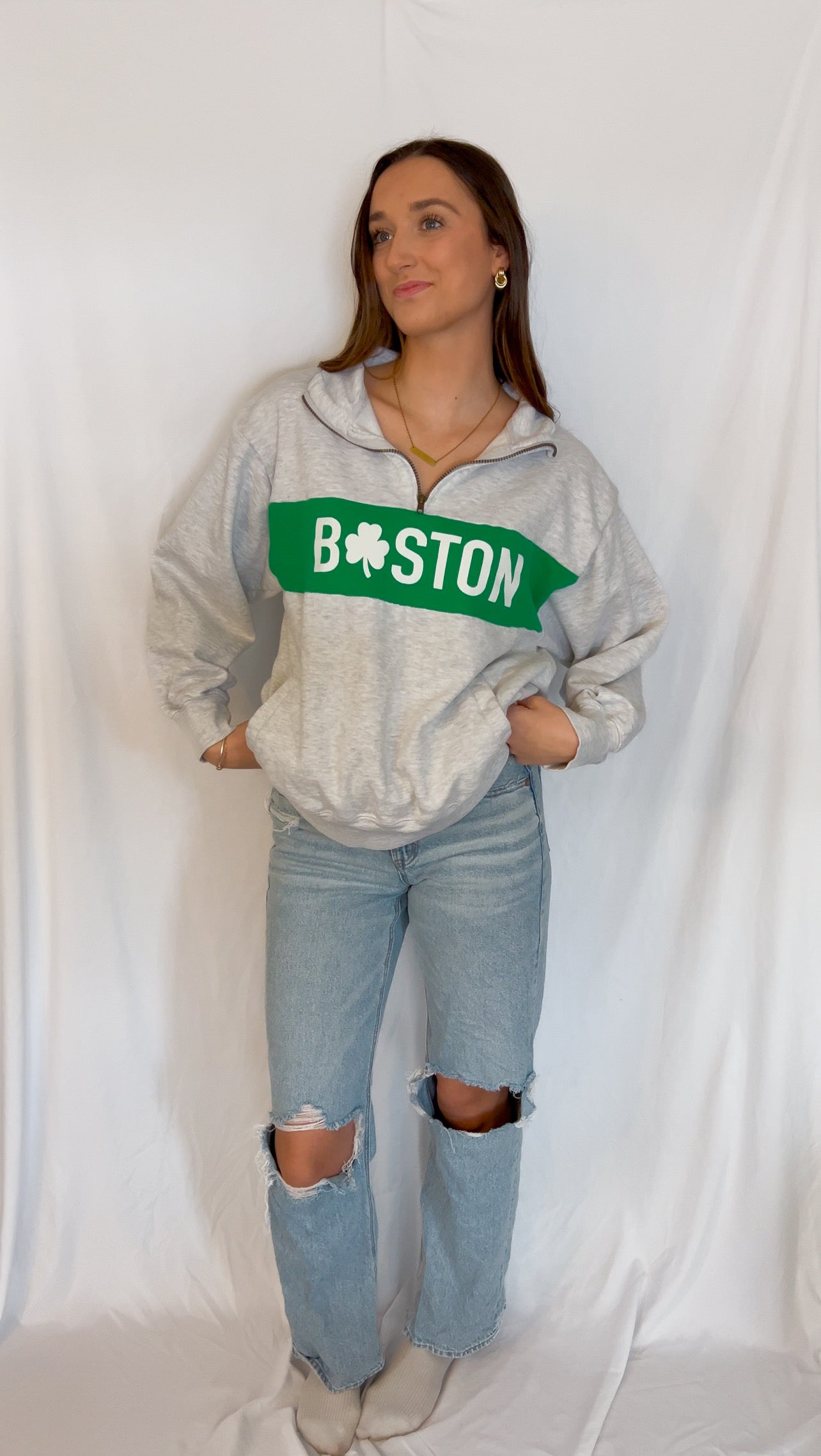 Boston Quarter Zip Sweatshirt