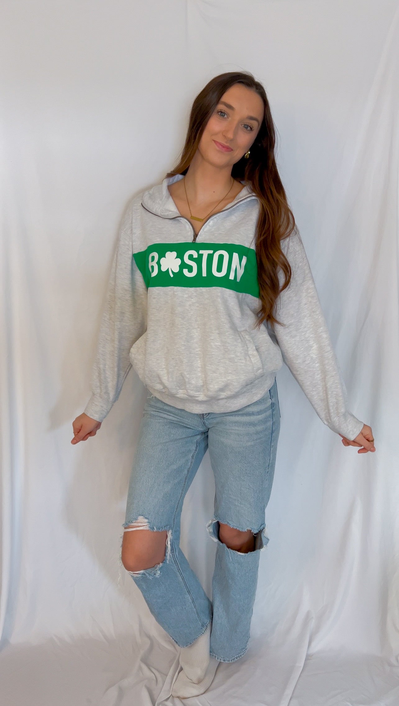 Boston Quarter Zip Sweatshirt