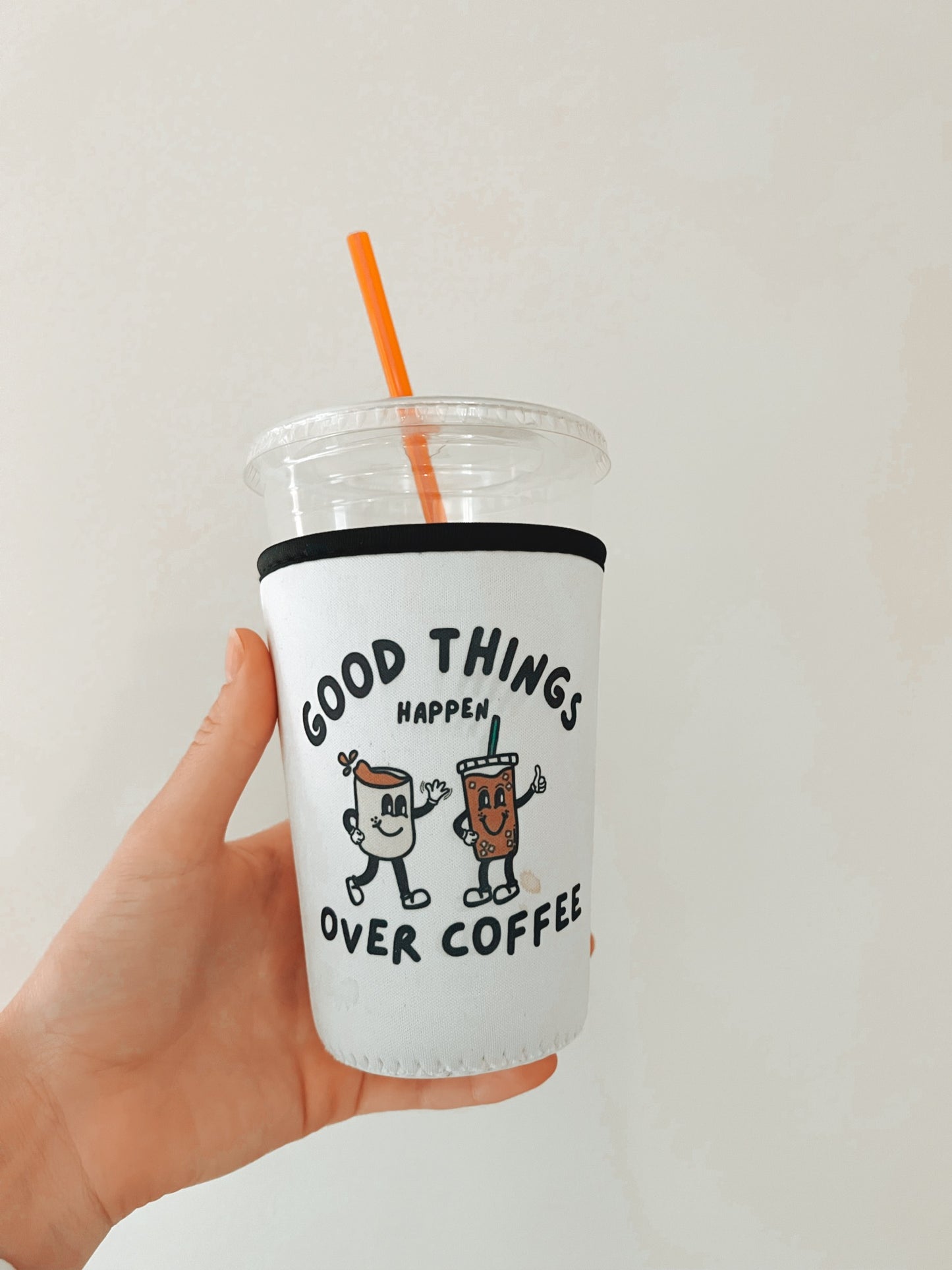 Iced Coffee Koozie (Good Things Happen Over Coffee) Rosey Design Co.
