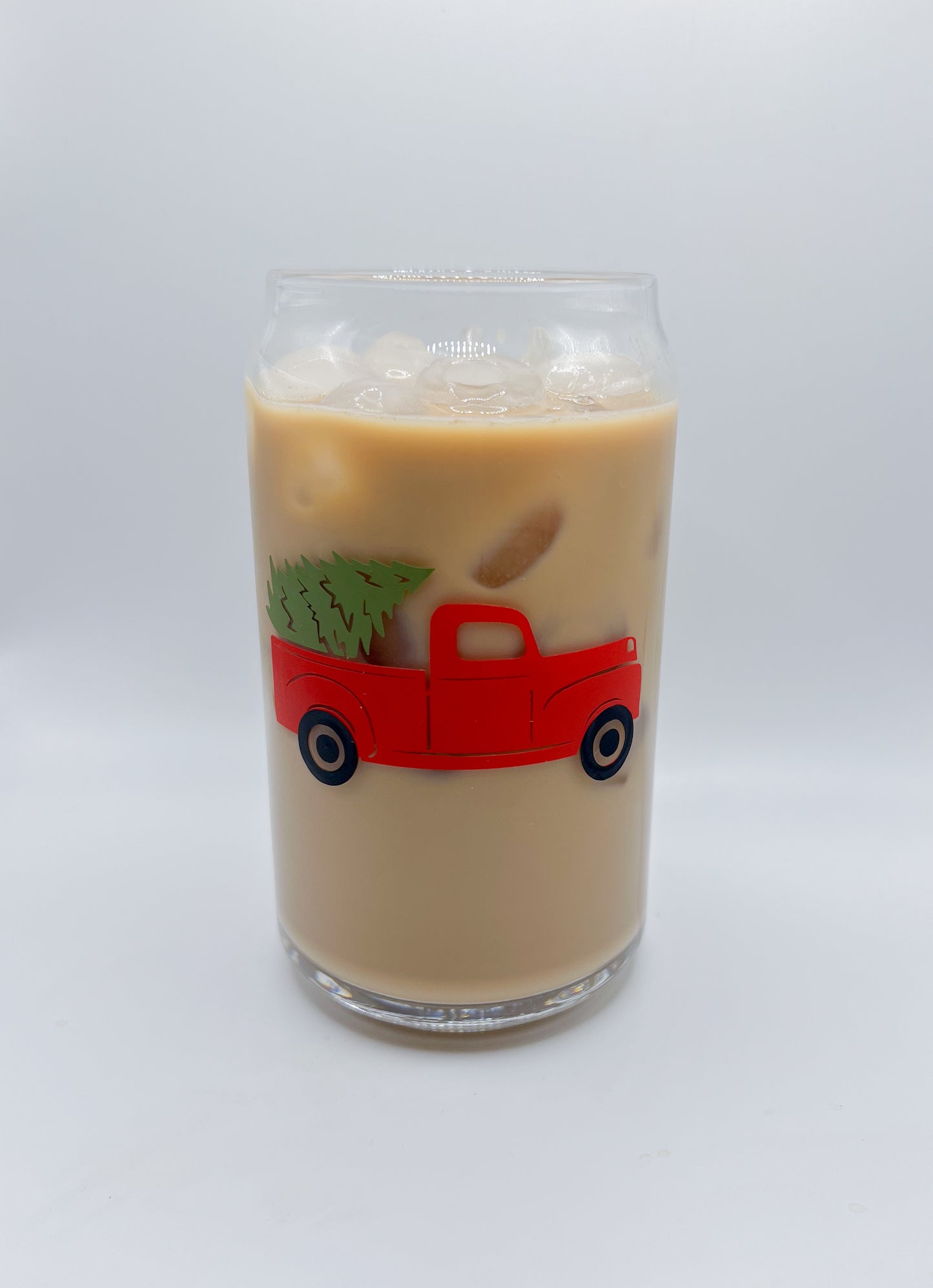 Christmas Truck Glass Can