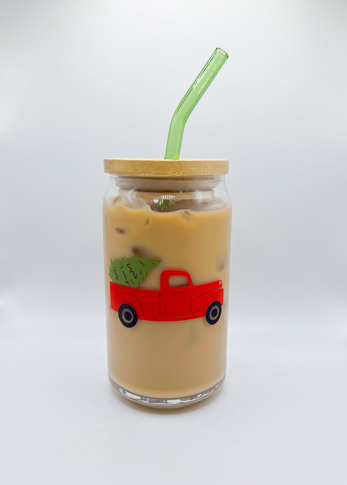 Christmas Truck Glass Can