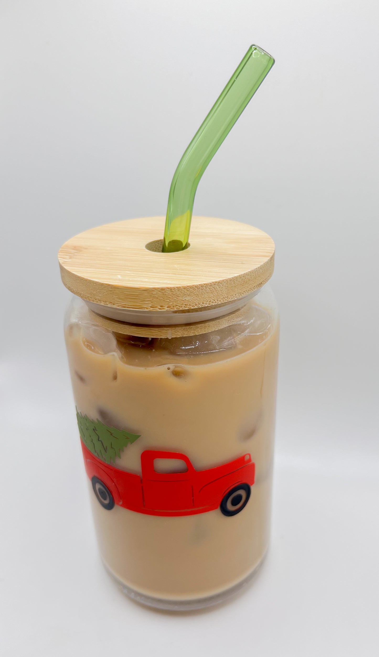 Christmas Truck Glass Can