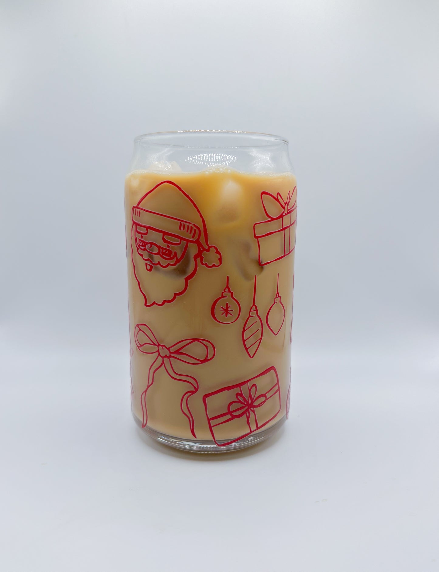 Christmas Doodles Glass Can