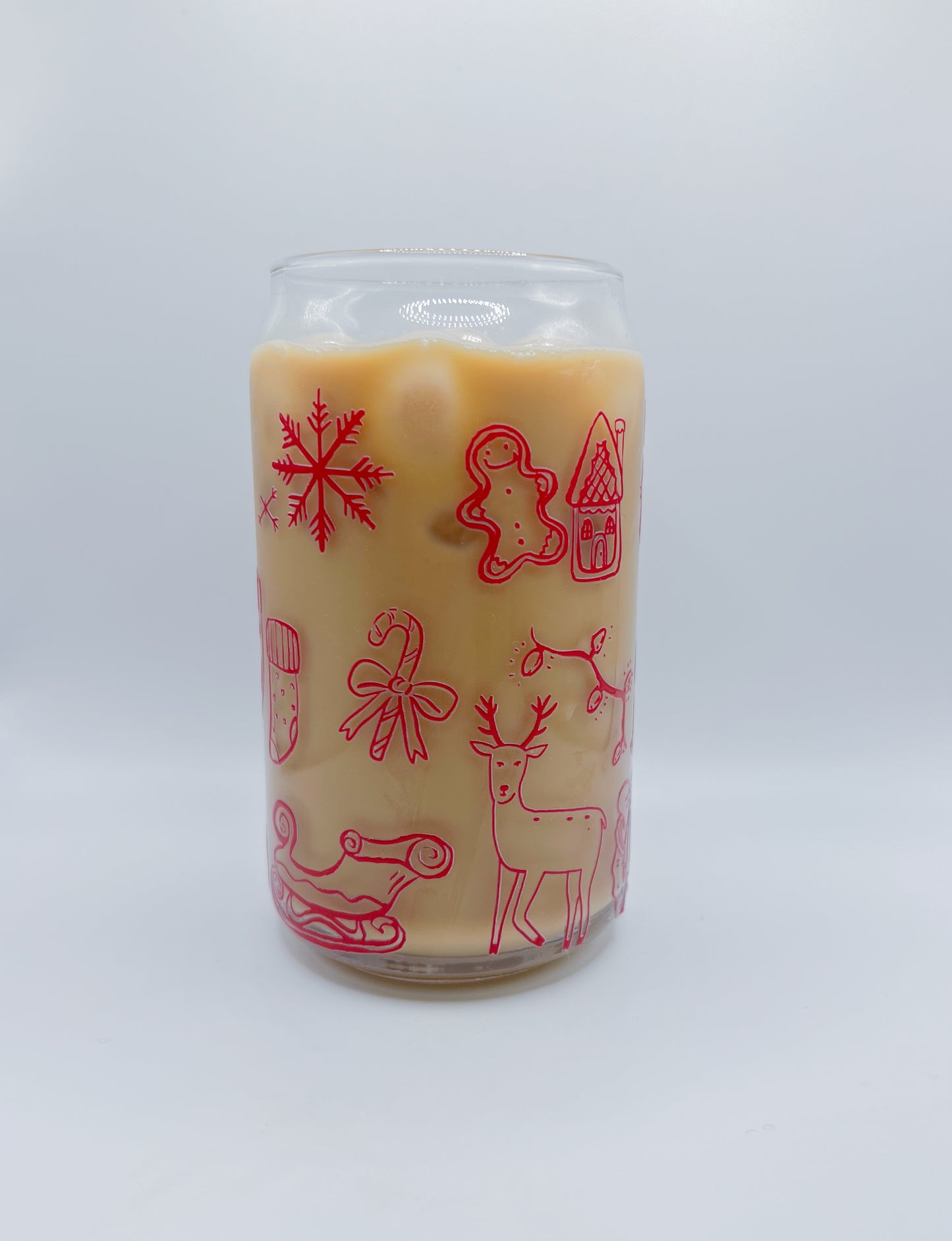 Christmas Doodles Glass Can