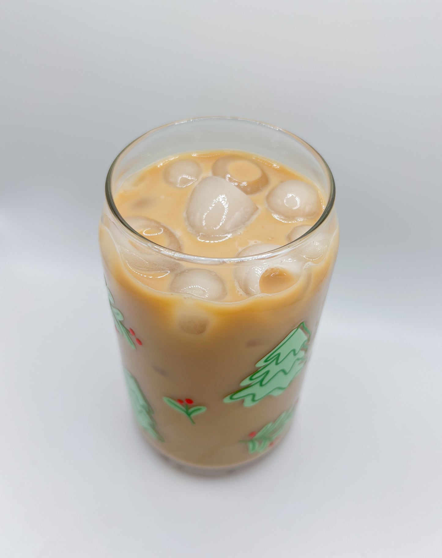 Tree+Mistle Toe Glass Can