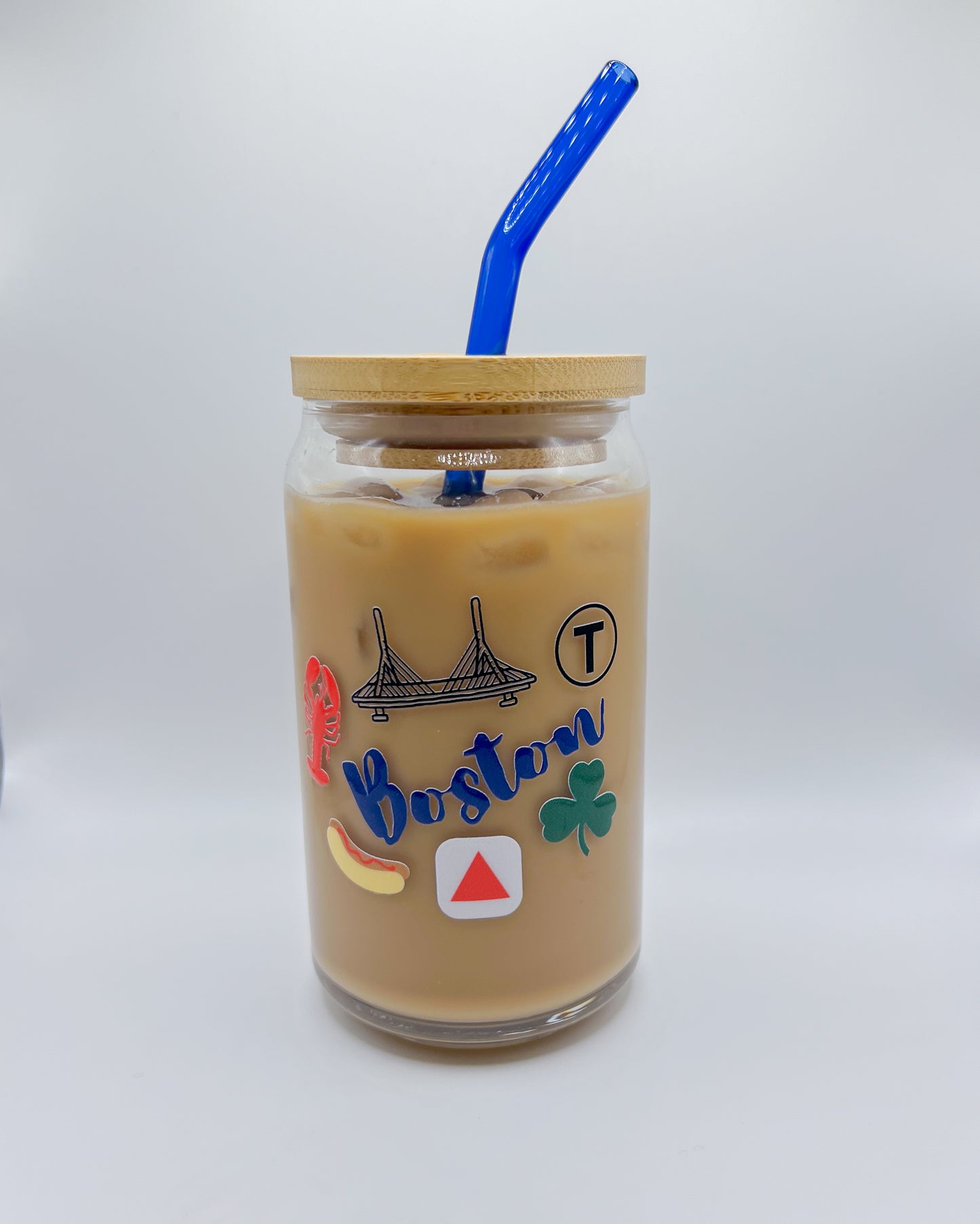 Boston Doodles Glass Can