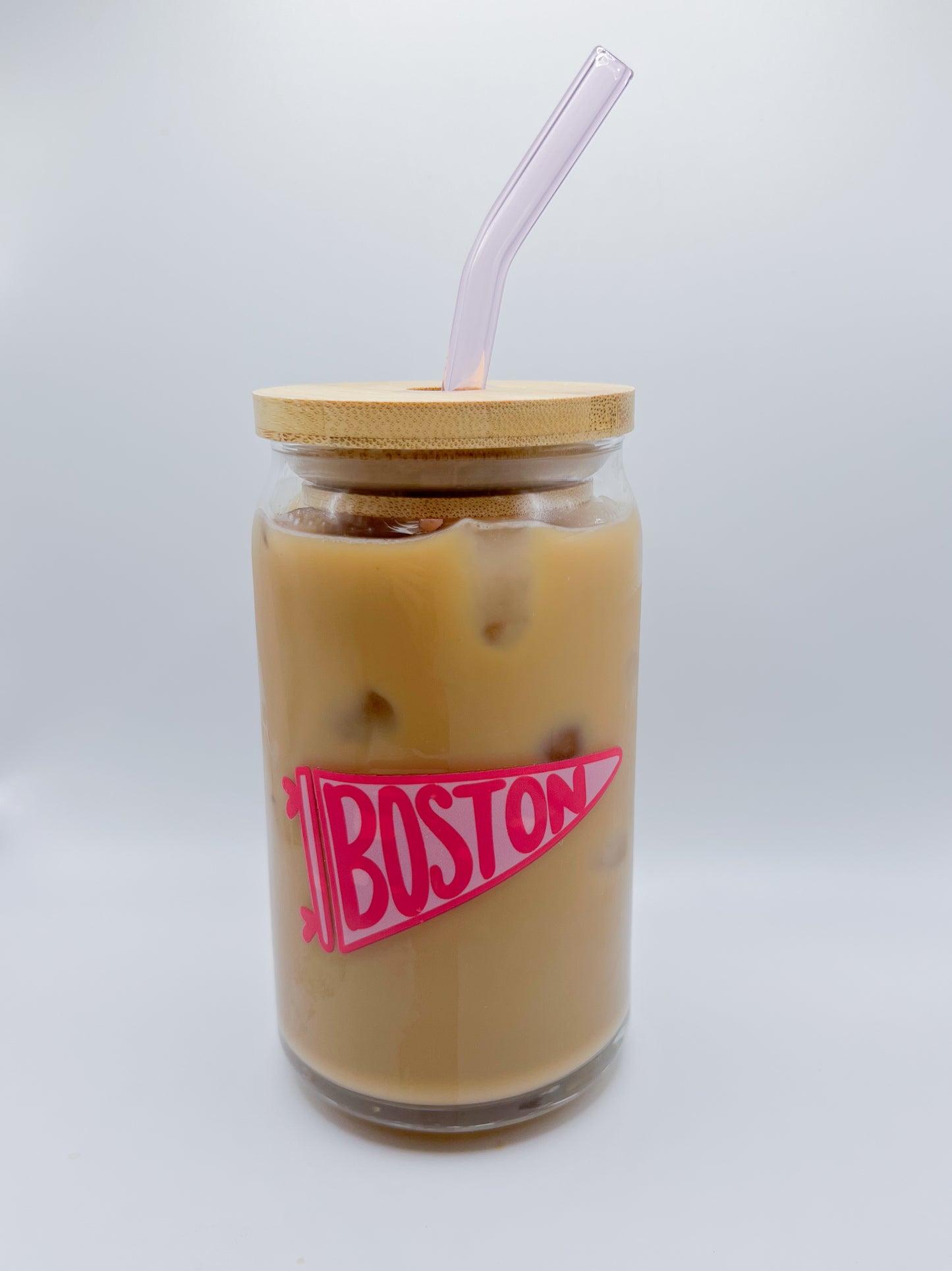 Boston Pennant Flag Glass Can