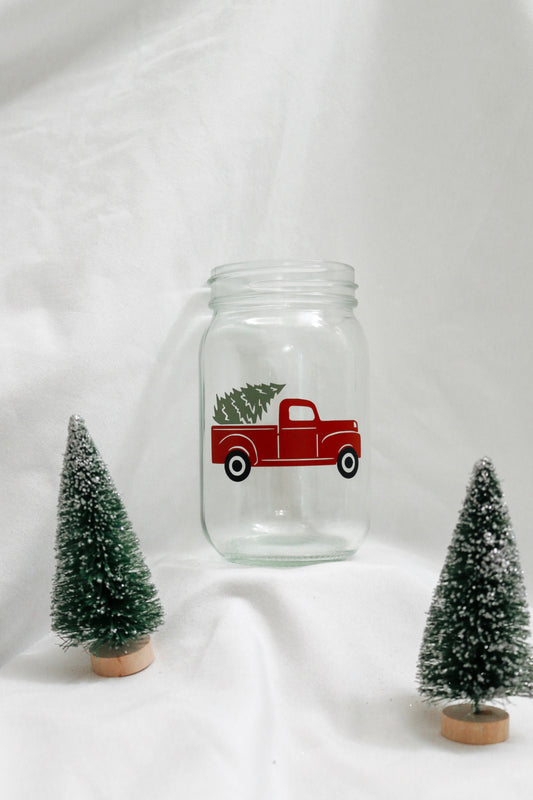 Christmas Truck Mason Jar