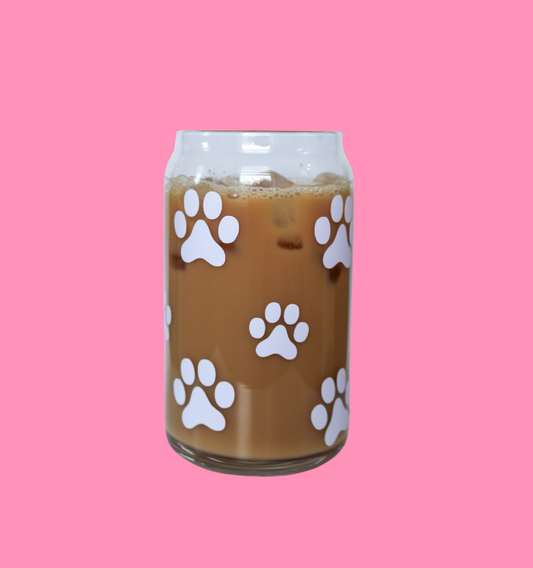 Paw Print Glass Can