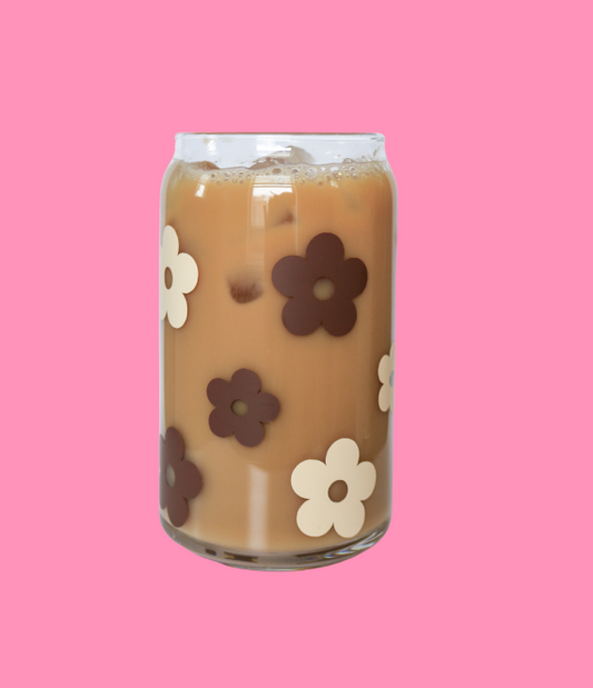 Coffee Daisy Glass Can