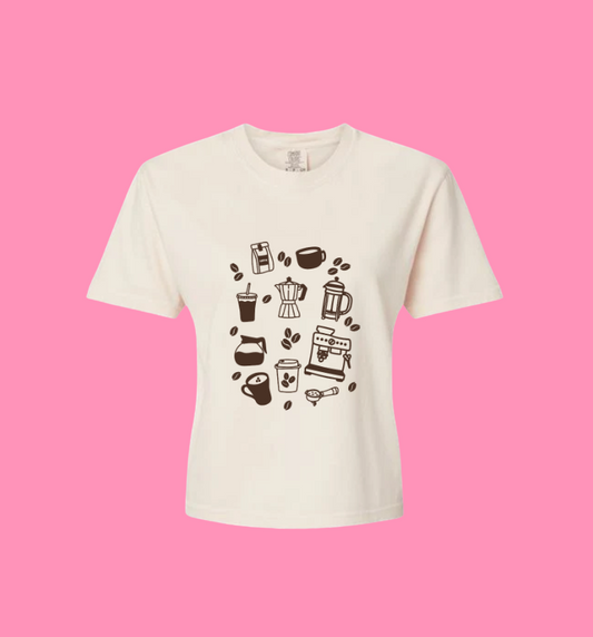 Coffee Doodles Boxy Tee