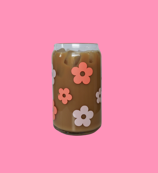 Retro Daisy Glass Can