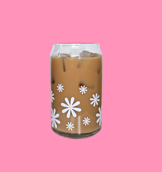 Spring Daisy Glass Can