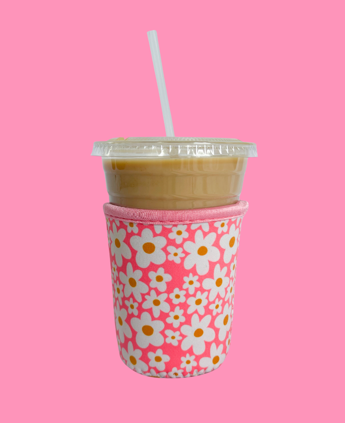 Pink Daisy Coffee Koozie