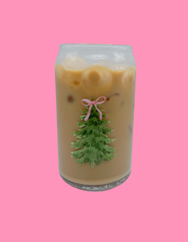 Watercolor Tree Glass Can