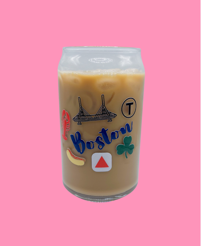 Boston Doodles Glass Can