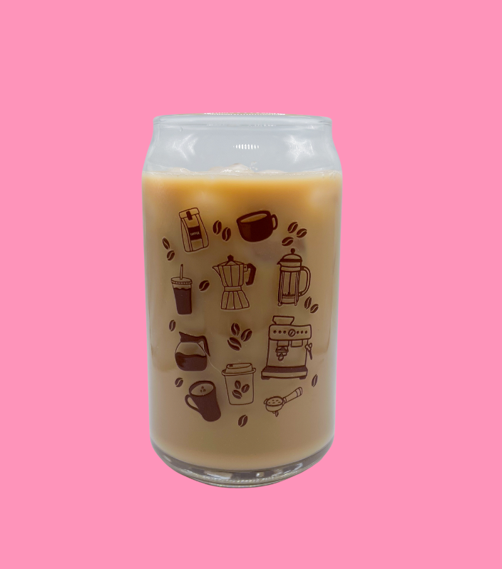 Coffee Doodles Glass Can