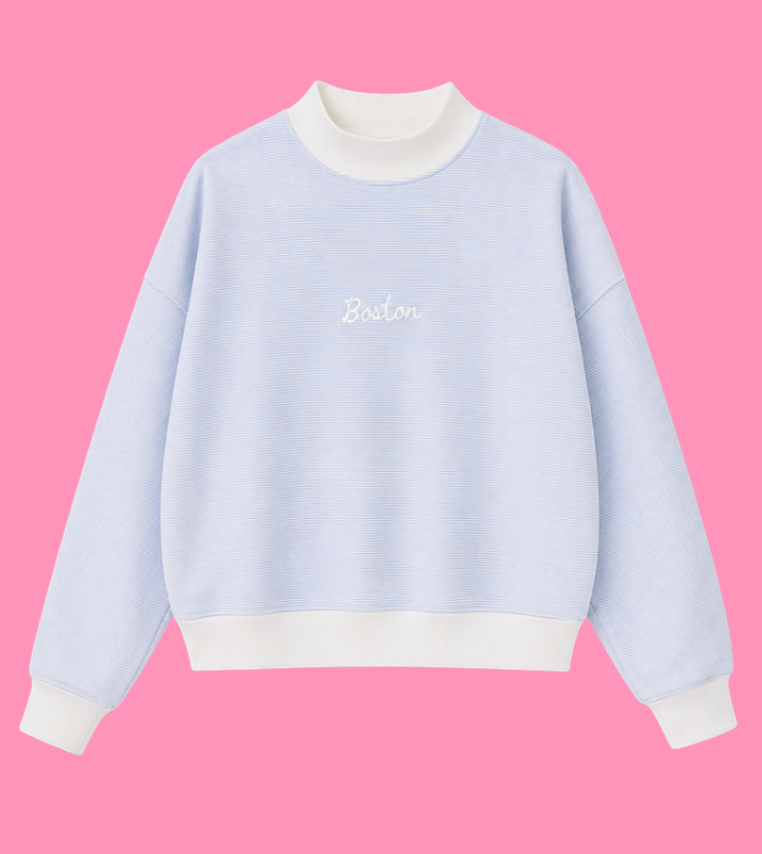 Boston Pinstripe Mock Neck