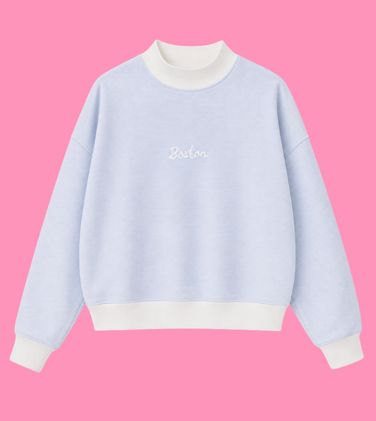 Boston Pinstripe Mock Neck