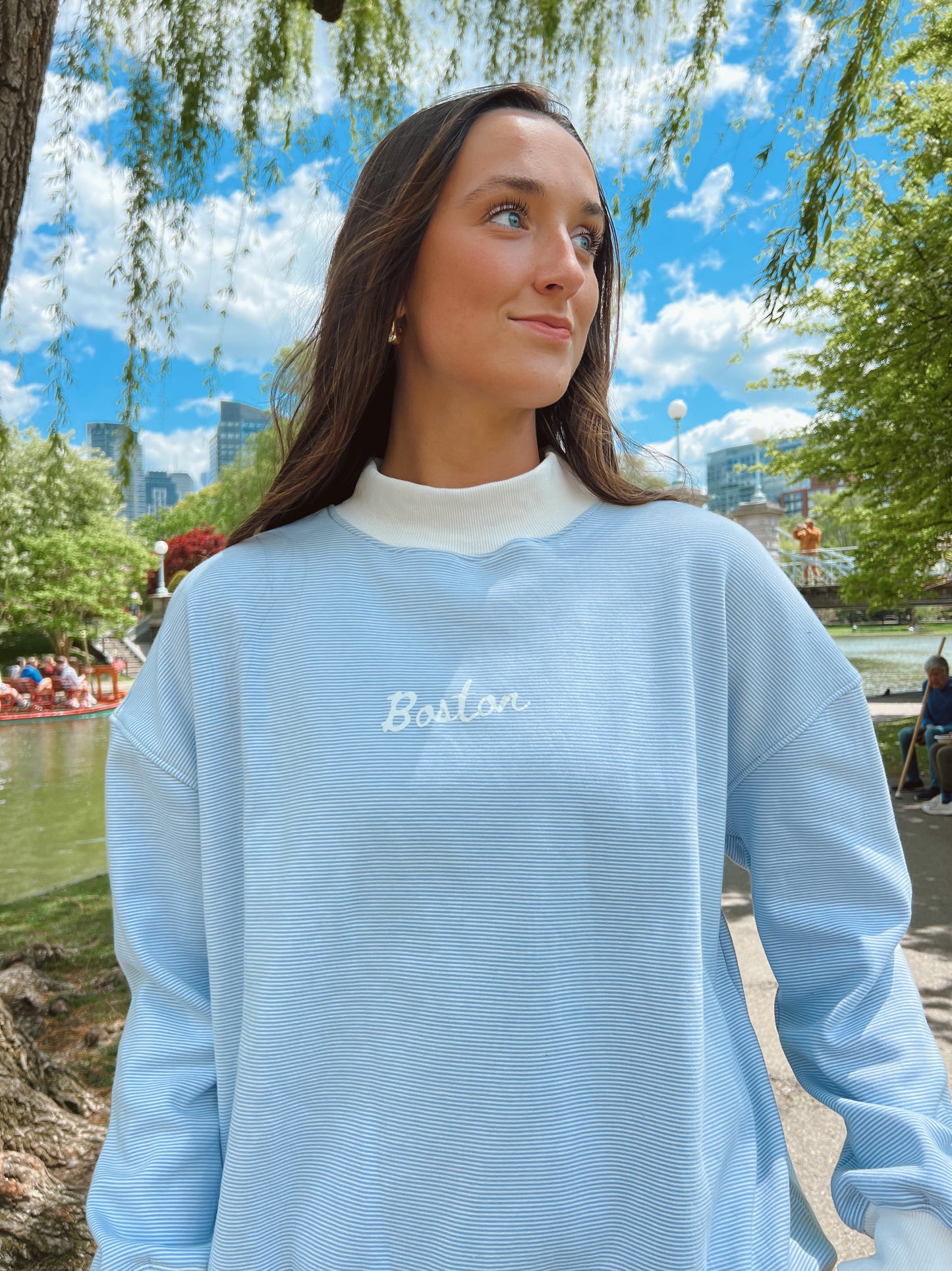 Boston Pinstripe Mock Neck