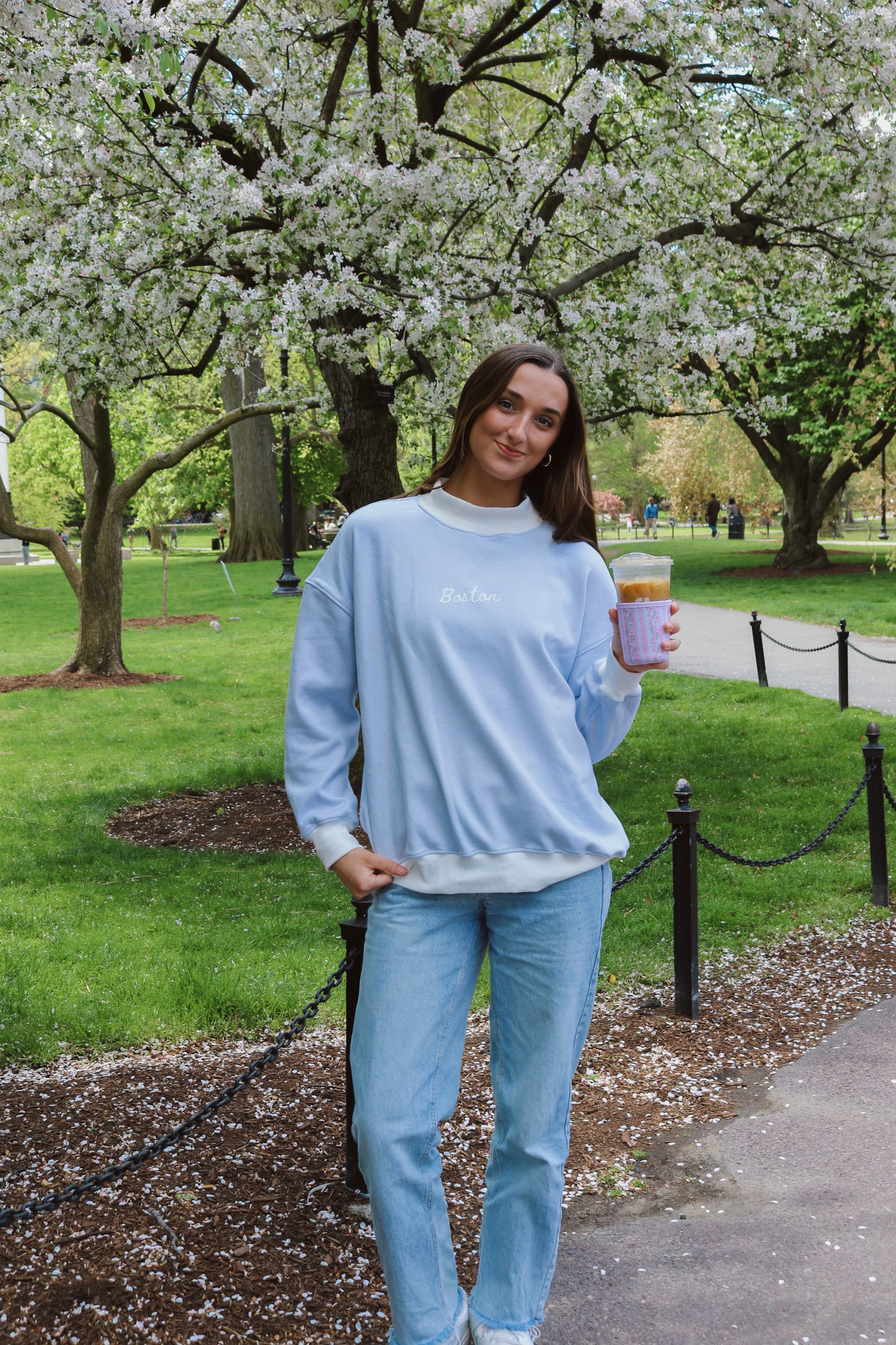 Boston Pinstripe Mock Neck