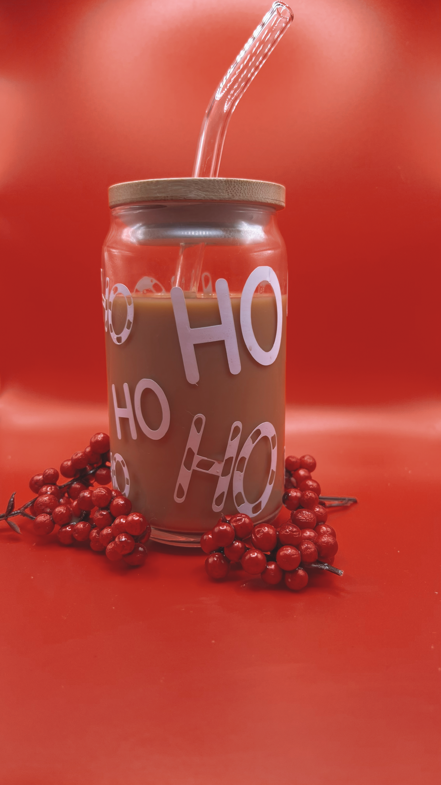 HO HO HO Glass Can